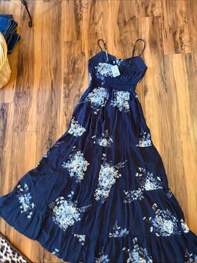 Urban Heritage Navy Blue Floral Maxi Dress